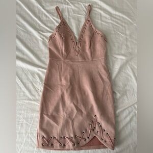Tea & Cup Blush Lace-Up Mini Dress size small